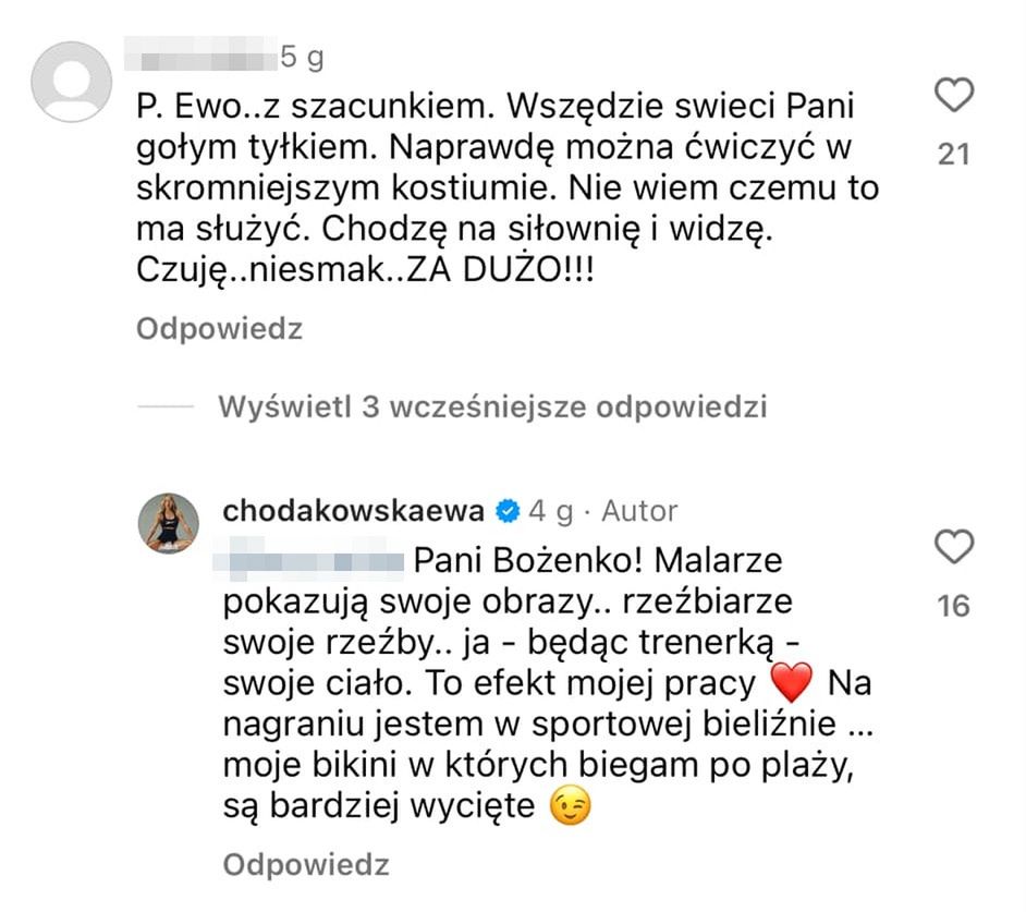 Zniesmaczona internautka krytykuje Ewę Chodakowską