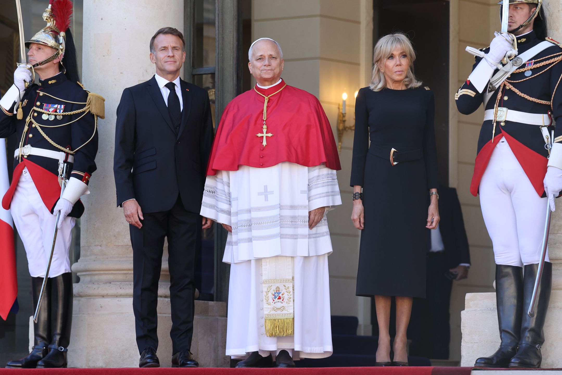 Brigitte i Emmanuel Macron podczas spotkania z papieżem