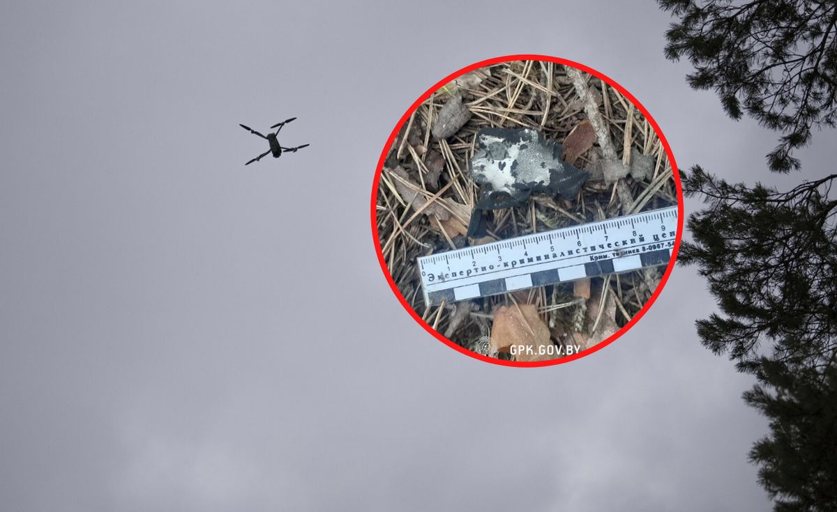 Straż graniczna poinformowała, że dron został zestrzelony w pobliżu granicy. Białorusini opublikowali zdjęcia szczątków statku powietrznego