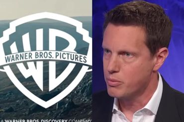 Logo Warner Bros. i David Ellison, szef Paramount Skydance