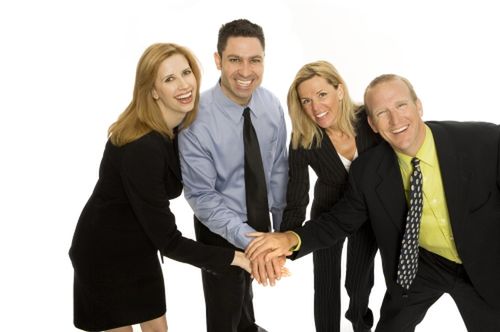 business people gesture teamwork