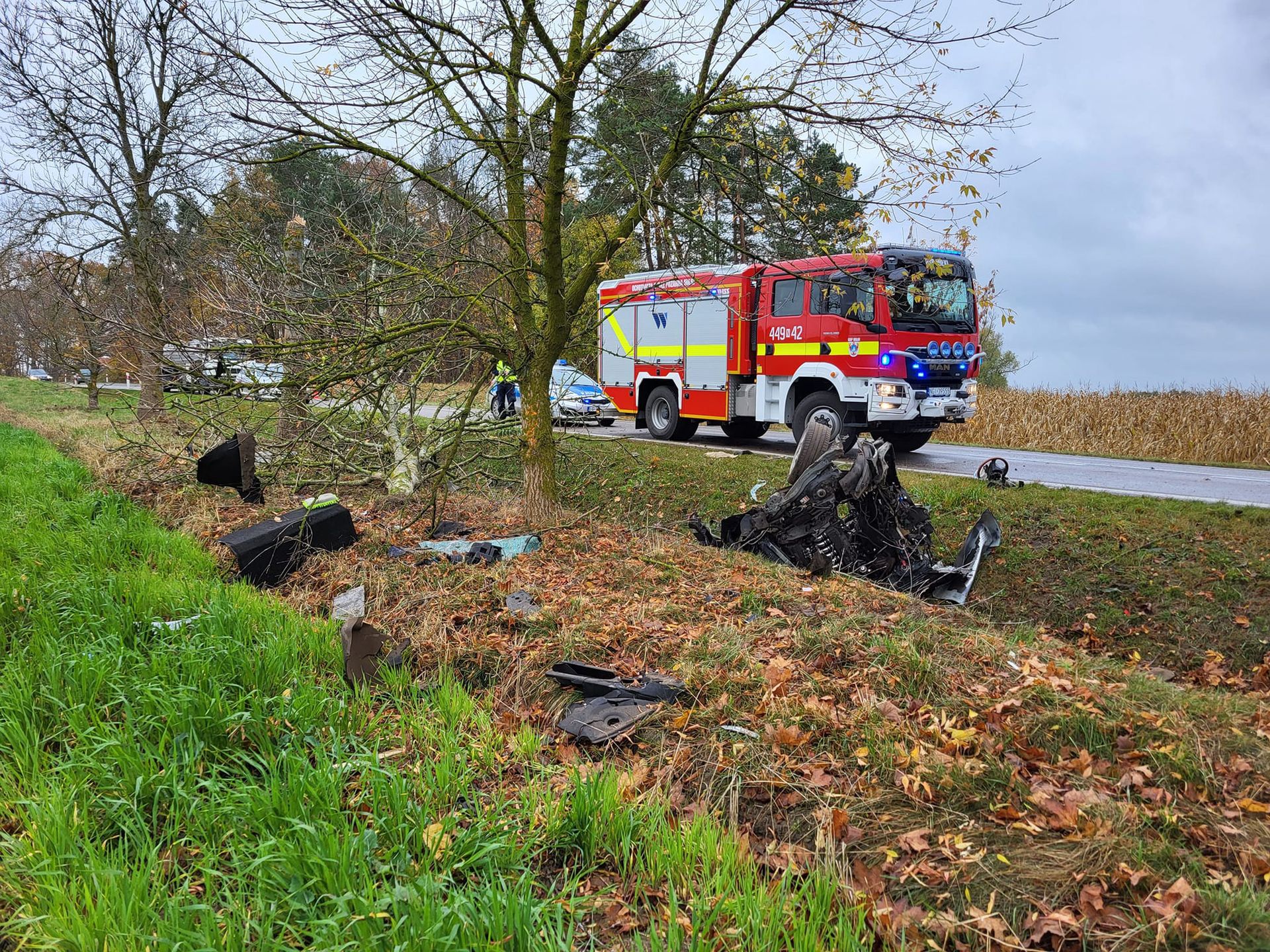 Wypadek na dk 63 pod Miłkami 
