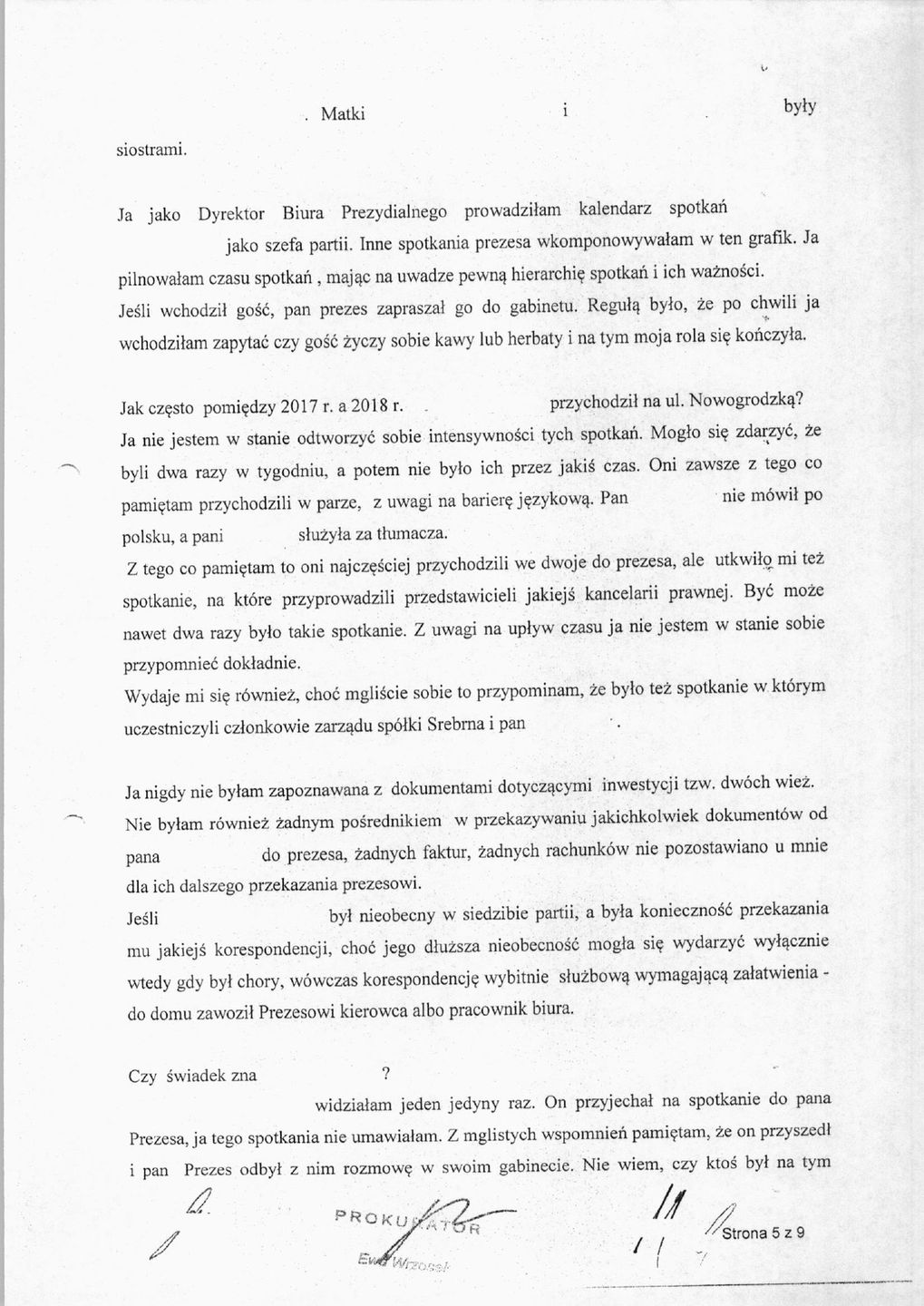 Protokół przesłuchania świadka