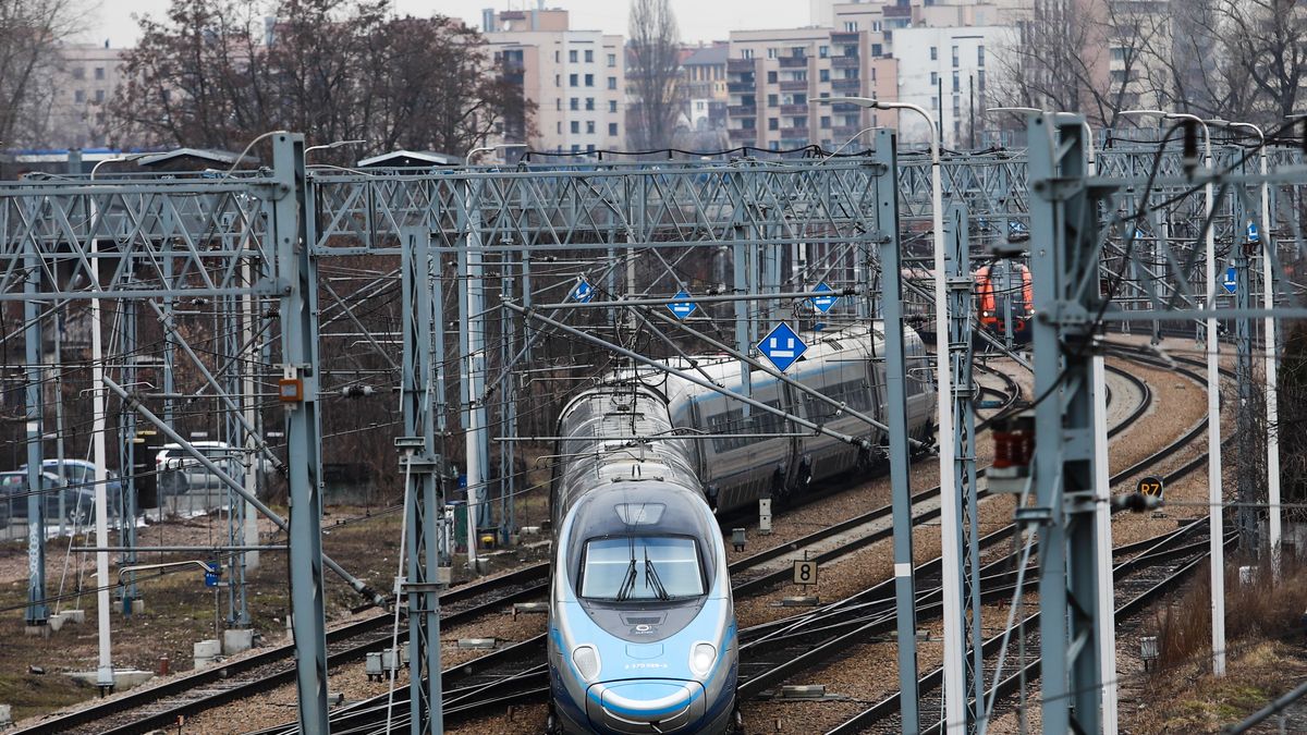 Pendolino train is seen on a railway near the Main Station in Krakow, Poland on February 4, 2022. (Photo by Jakub Porzycki/NurPhoto via Getty Images)