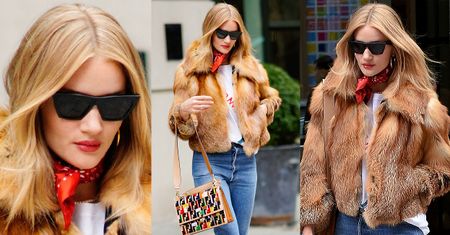 Rosie Huntington-Whiteley chwali się kurteczką z lisów