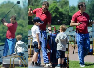 Jacek Rozenek uczy synów grać w golfa (ZDJĘCIA)