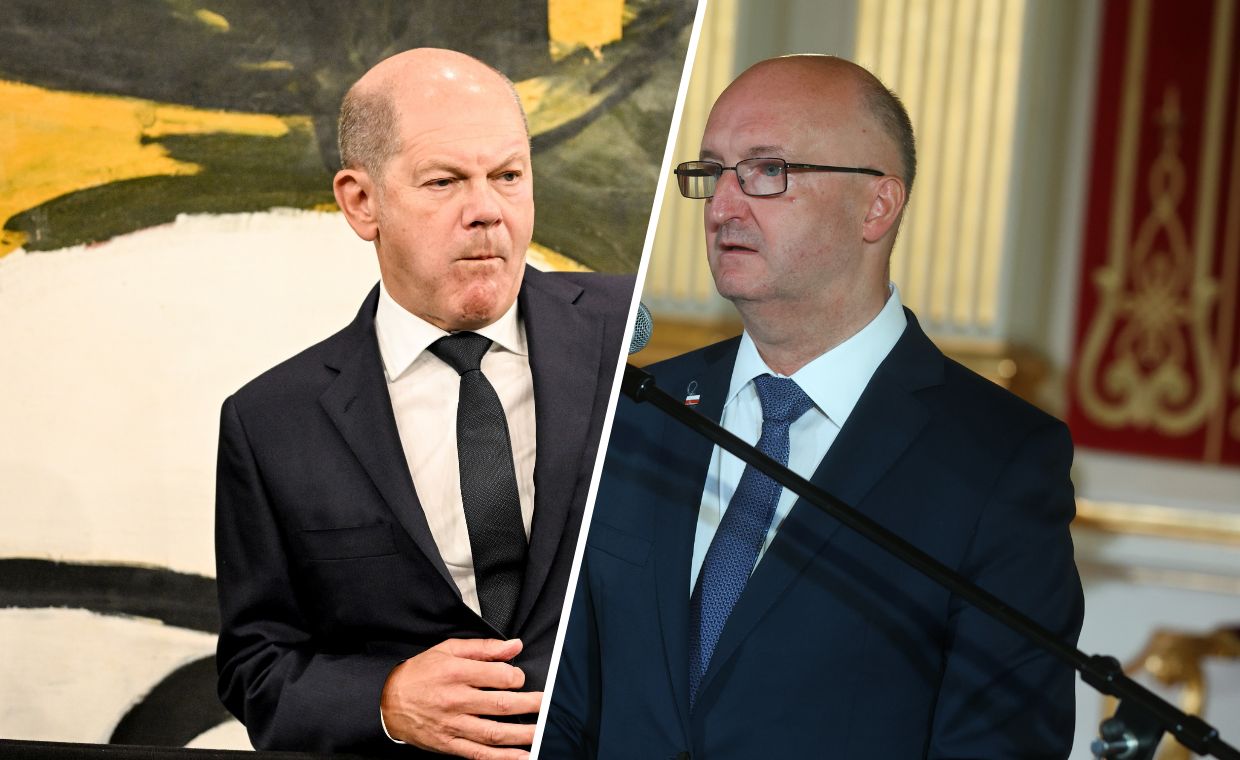 Olaf Scholz i Piotr Wawrzyk
