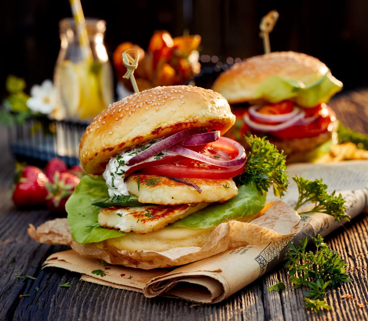 Burger z serem halloumi