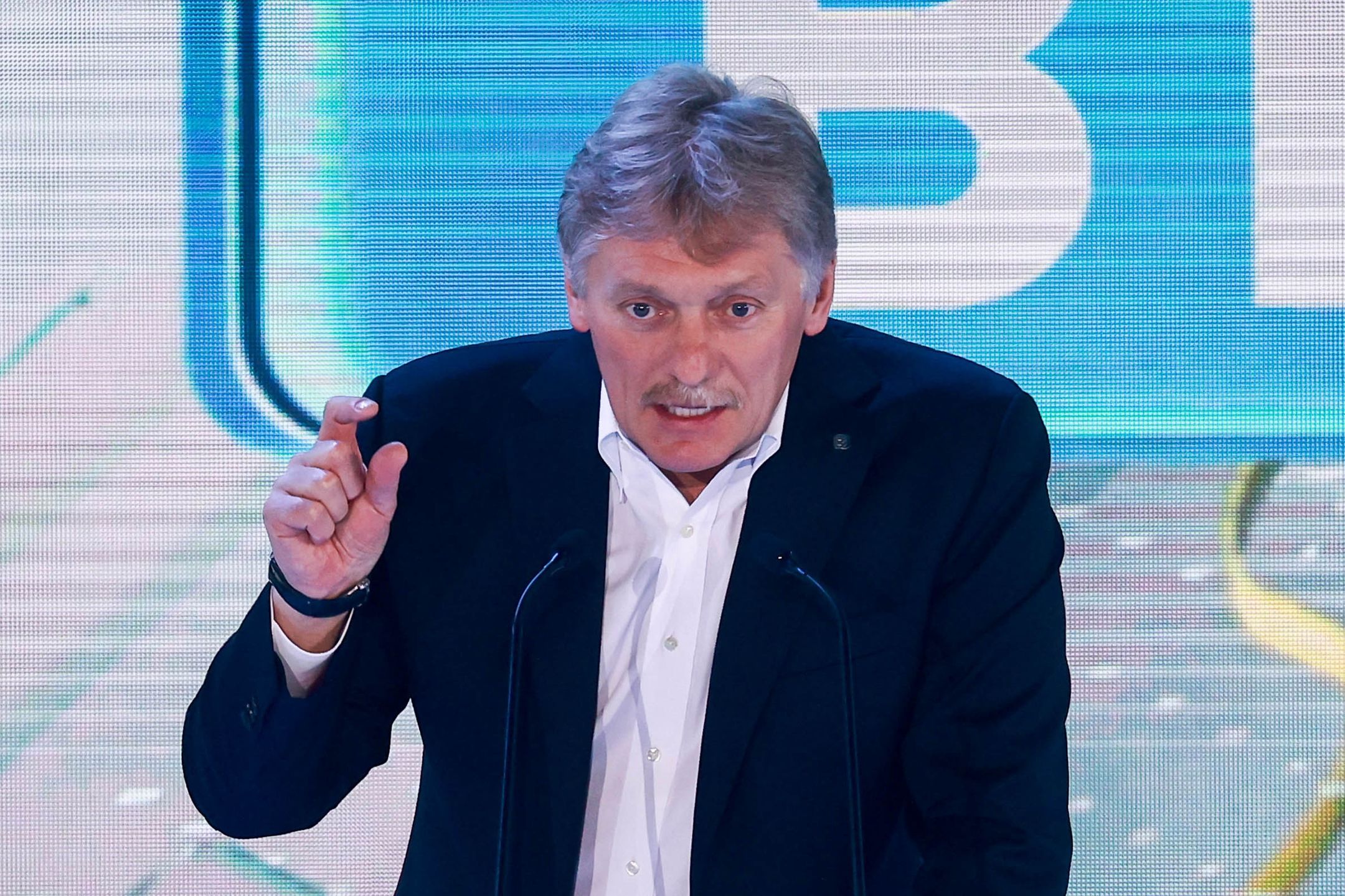 MOSCOW, RUSSIA - MAY 17, 2022: Deputy Chief of Staff of the Russian Presidential Executive Office, Russian Presidential Spokesman Dmitry Peskov addresses the New Horizons Educational Marathon held by the Znanie [Knowledge] society at the Russia - My History pavilion at the VDNKh exhibition center. Sergei Fadeichev/TASS Host Photo Agency