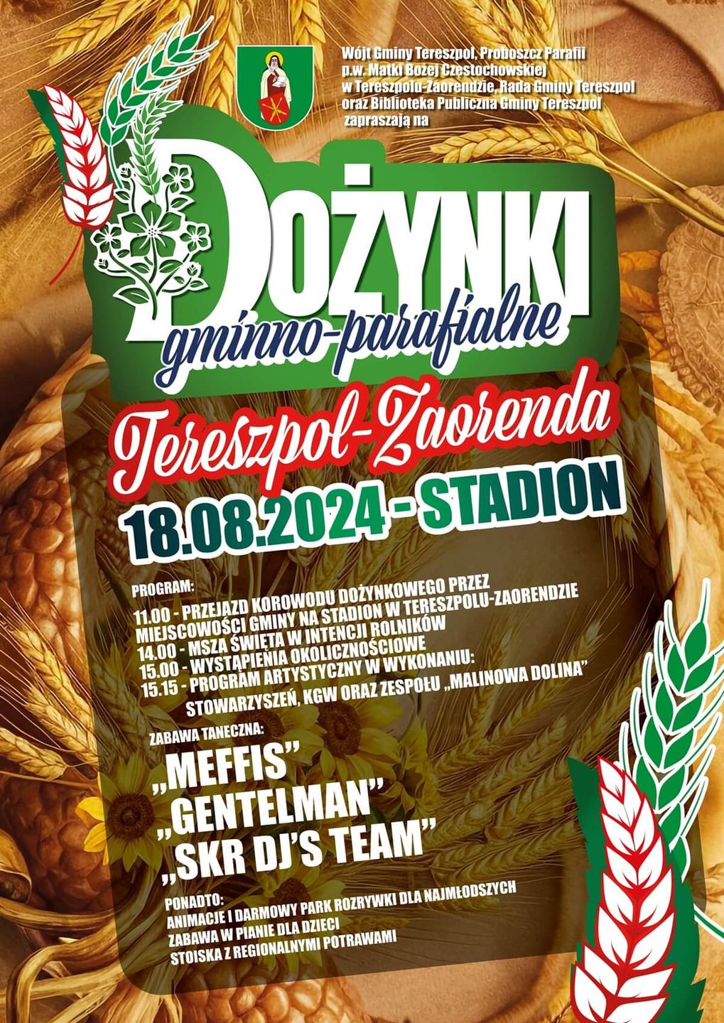Dożynki w Tereszpolu 2024 - plakat, program wydarzenia