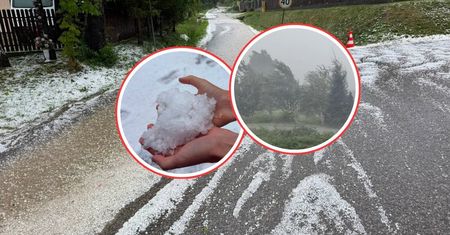 Załamanie pogody. Biało jak zimą. Czarne chmury, deszcz i silny wiatr