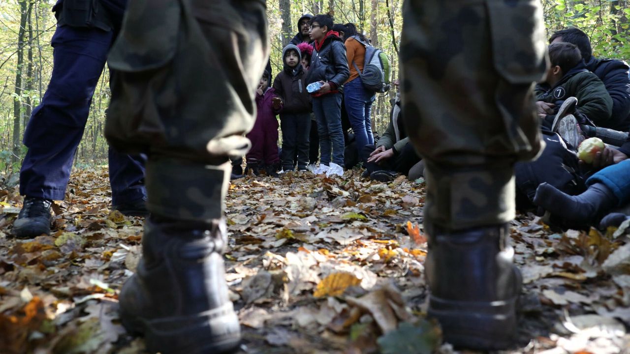 Iraccy Kurdowie zatrzymani przez Straż Graniczną w Hajnówce. 14 października 2021 r.