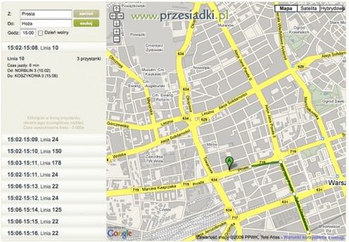 Przesiadki.pl - wyszukiwarka połaczeń dla największych polskich miast 1