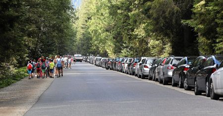 Parking w Morskim Oku wypełniony po brzegi. TPN apeluje do turystów