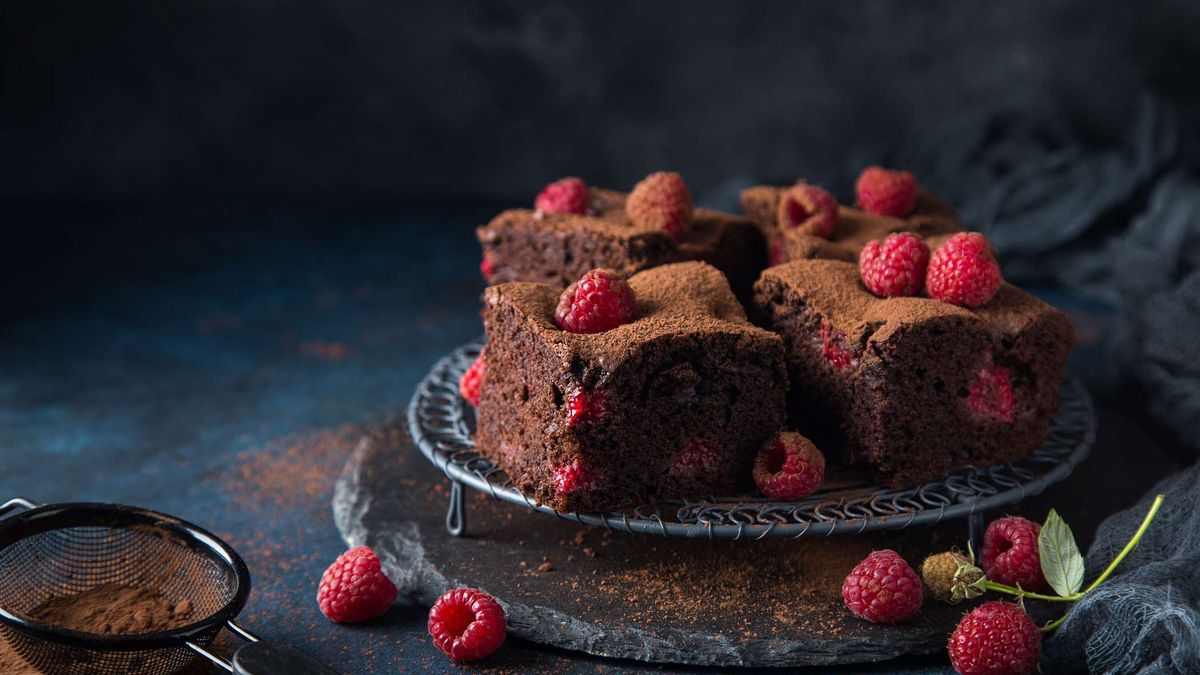 Brownie z malinami
