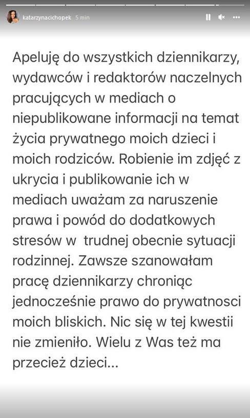 Oświadczenie Katarzyny Cichopek