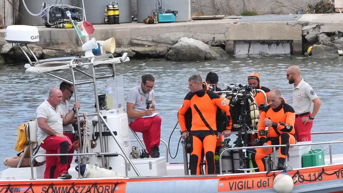 Bayesian yacht accidentThe fire service dive team leaves port heading for the dive site for the Bayesian off the coast of Porticello, Sicily, on the third day of the search for six tourists missing after the luxury yacht Bayesian sank in a storm on Monday whilst moored around half a mile off the coast. The Italian Coastguard has not ruled out the possibility that those missing may still be alive, with experts speculating air pockets could have formed as the yacht sank. Picture date: Wednesday August 21, 2024. (Photo by Jonathan Brady/PA Images via Getty Images)Jonathan Brady - PA Images