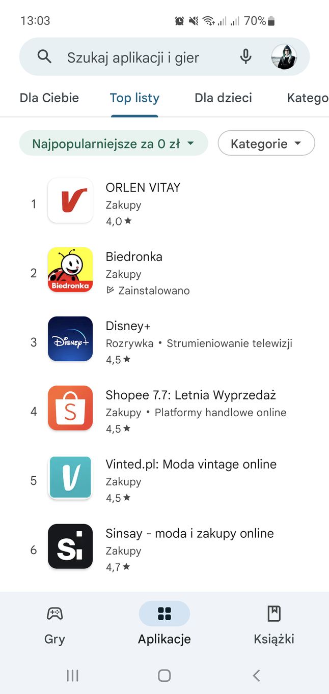 Orlen Vitay na szczycie listy popularnych aplikacji w Google Play