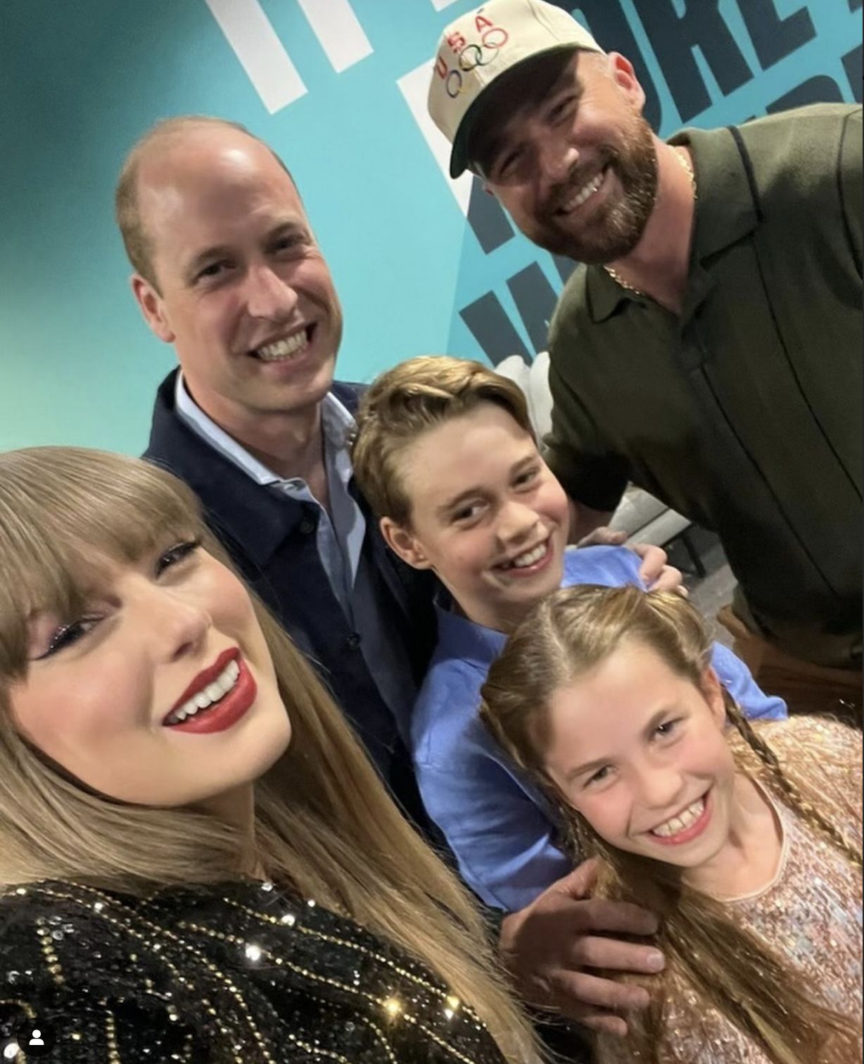 Prince William with his children at a meeting with Taylor Swift and her boyfriend
