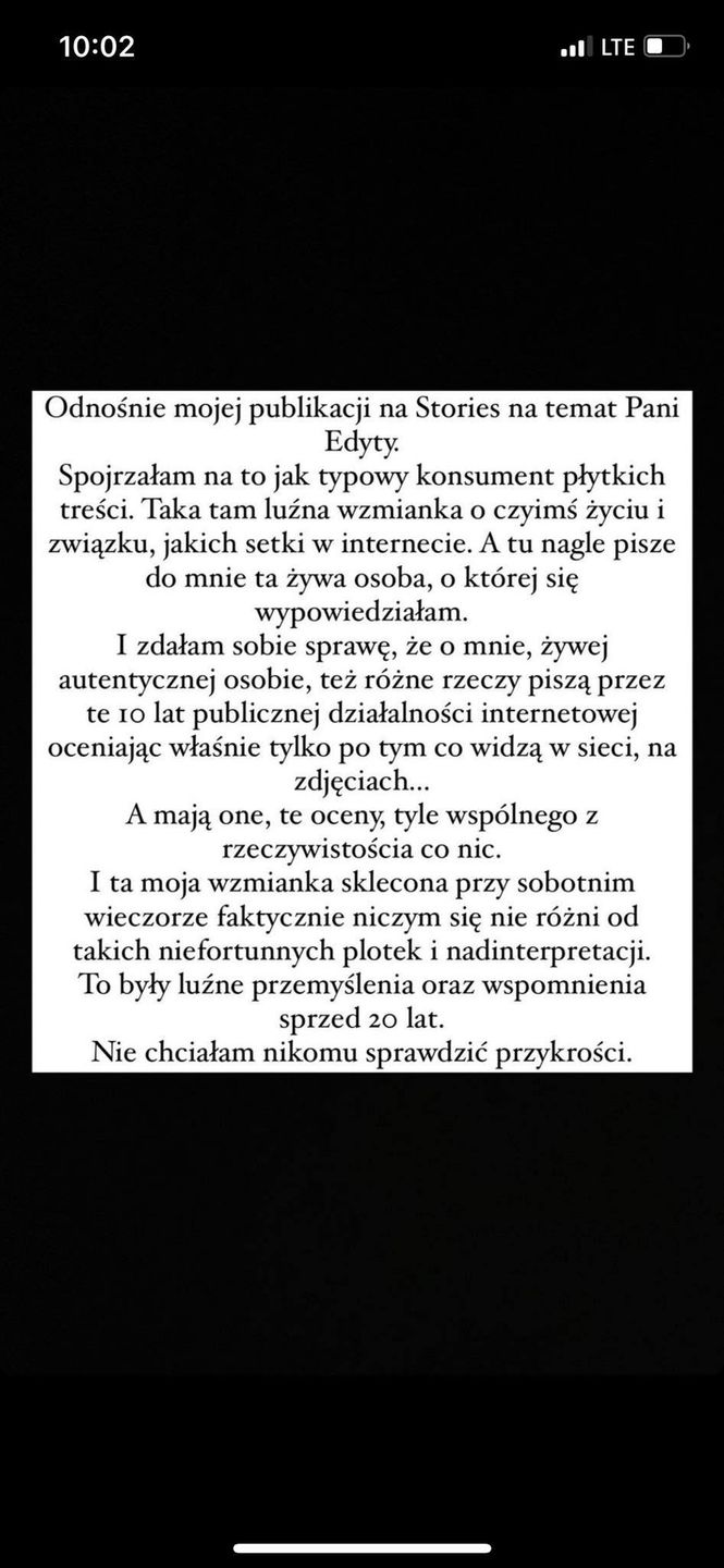 Influencerka przeprasza Edytę Pazurę za szkalowanie jej męża 