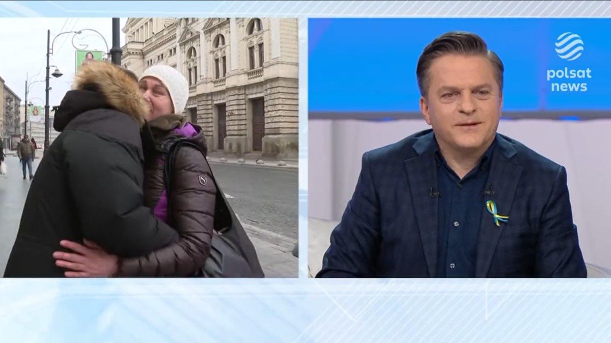 Kadr z Polsat News - Ukraina przerywa relację dziennikarza z Lwowa 