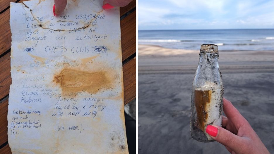 Wyłowiony z Bałtyku list w butelce.