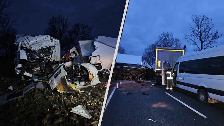 W pobliżu Starej Kościelnicy, doszło do zderzenia 2 ciężarówek
