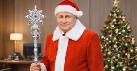 Kuriozalna reklama w Rosji. Putin w roli św. Mikołaja