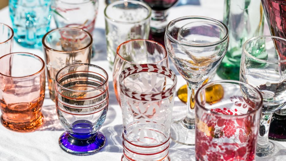 display of retro 50s beautiful glasses in different colors and shapes at garage sale for collection or reusing dishes
STUDIO GRAND OUEST
glasses, retro, 50s, old, second hand, collection, used, shapes, garage sale, deco, engraved, beautiful, wine glass, French, dishes, close-up, many, different, colored, display, flea market, vintage, collector, antique, oldie, passion, nostalgia, decoration, sale, mix, bazaar, cheap, street fair, outdoor