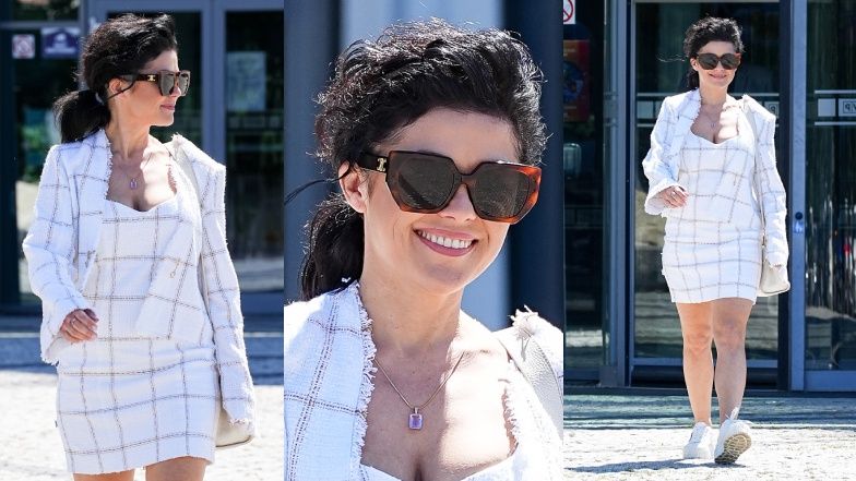 Katarzyna Cichopek CAŁA NA BIAŁO opuszcza studio TVP i posyła uśmiechy paparazzi (ZDJĘCIA)