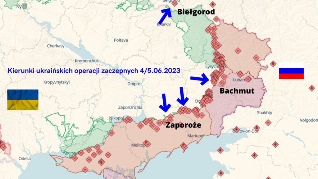Mapa kierunków ukraińskich operacji zaczepnych