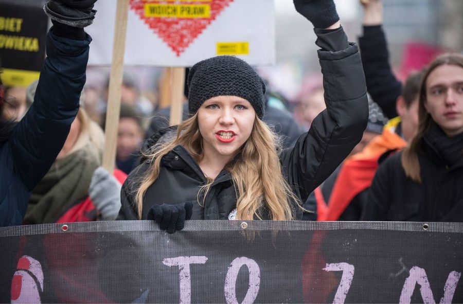 Maja Staśko na proteście w Poznaniu