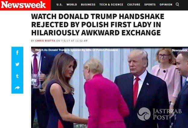Zagraniczne media o geście Agaty Dudy wobec Donalda Trumpa