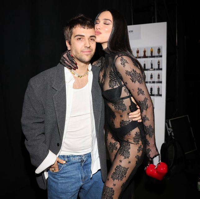 GCDS - Backstage Greetings - Milan Fashion Week Womenswear Fall/Winter 2023/2024MILAN, ITALY - FEBRUARY 23: Giuliano Calza and Dua Lipa pose backstage at the GCDS fashion show during the Milan Fashion Week Womenswear Fall/Winter 2023/2024 on February 23, 2023 in Milan, Italy. (Photo by Arnold Jerocki/Getty Images)Arnold Jerockibestof, topix