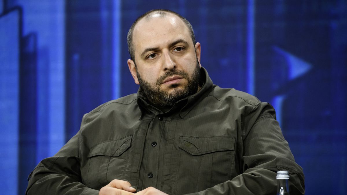 Kijów, Ukraina, 25.02.2024. Minister obrony Rustem Umierow na forum �Ukraina. 2024 rok� w Kijowie, 25 bm. w związku z drugą rocznicę pełnoskalowej rosyjskiej agresji na Ukrainę. (ad) PAP/Vladyslav Musiienko