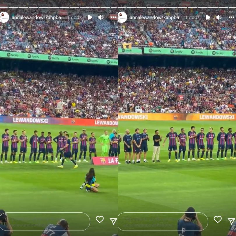 Anna Lewandowska wspiera Roberta Lewandowskiego podczas meczu FC Barcelona