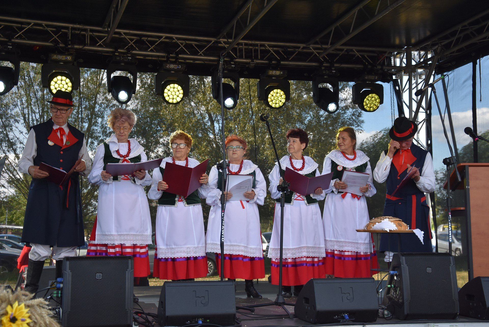 Zespół ludowy &#34;Sarbianie&#34; podczas tegorocznych dożynek miejski-gminnych w Jaroszewie Pierwszym