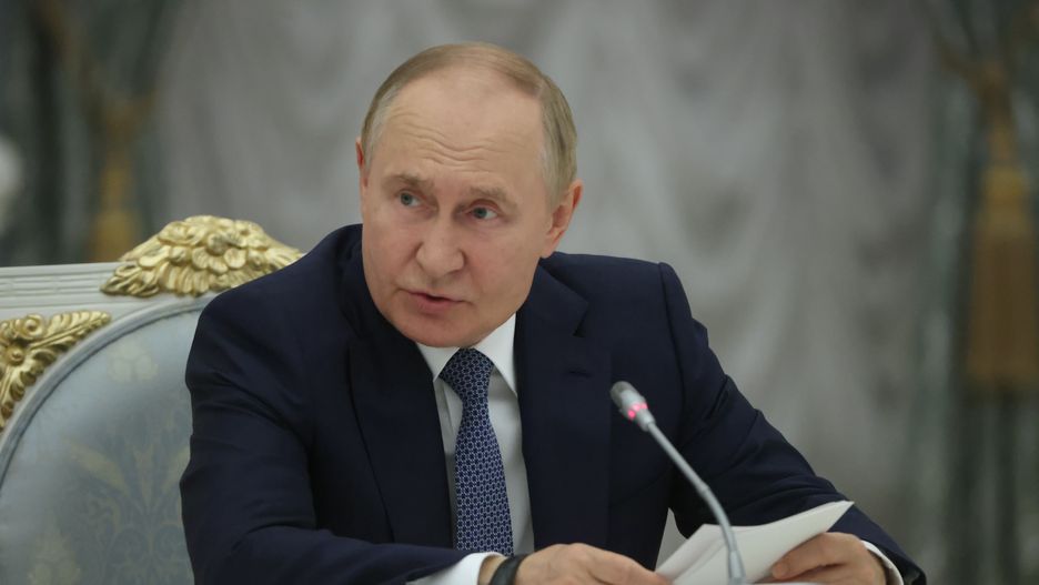 MOSCOW, RUSSIA - JULY 24 (RUSSIA OUT) Russian President Vladimir Putin speaks during his meeting on economic development of territories of annexed Ukrainian regions with representatives of his administration, ministers and governors, at the Senate Palace of the Kremlin on July 24, 2024, in Moscow, Russia. Territories of six Ukrainian regions - Donetsk, Luhansk, Kherson, Zaporizhzhia, Crimea, and Sevastopol - have been occupied by Russia since 2014.(Photo by Contributor/Getty Images)