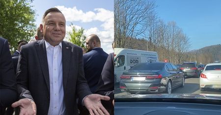 Andrzej Duda OMIJA KOREK na sygnale, wracając z nart. Internauci zniesmaczeni: "A my dwie godziny przez Wisłę!"