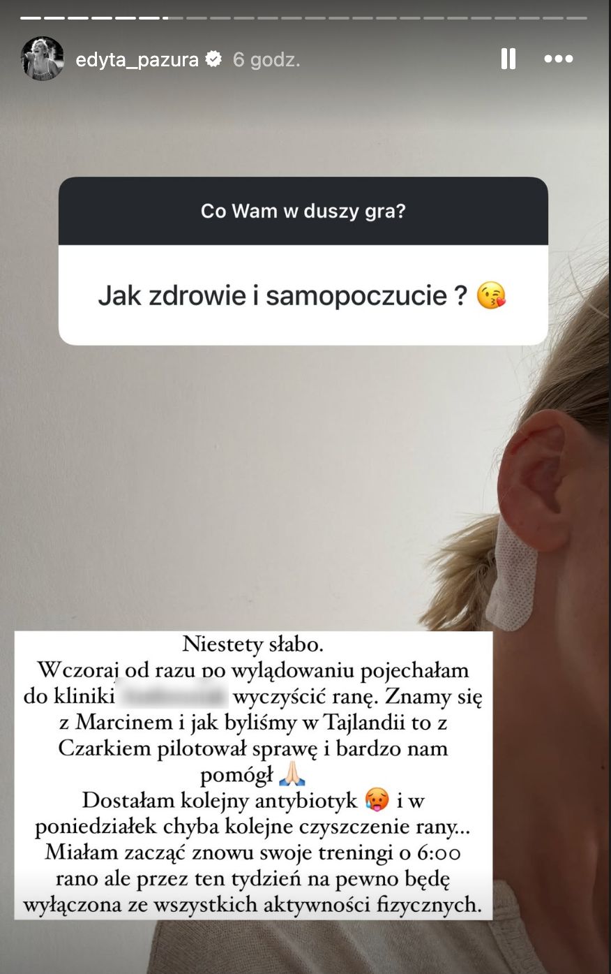 Edyta Pazura rozprawia o swoim zdrowiu po powrocie z Tajlandii