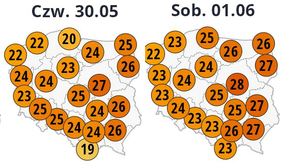 Prognoza temperatur w Boże Ciało i Dzień Dziecka