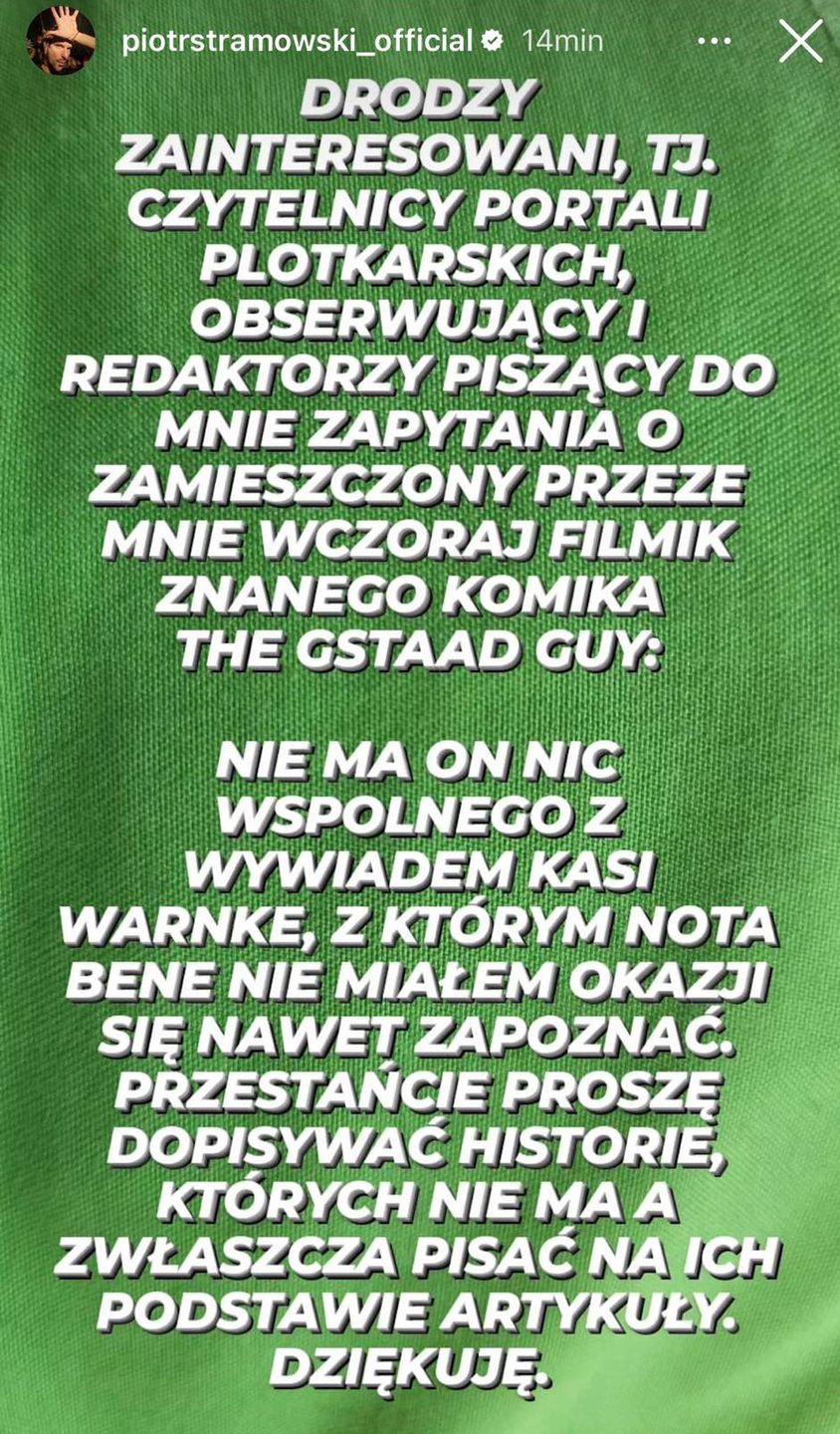 Oświadczenie Piotra Stramowskiego