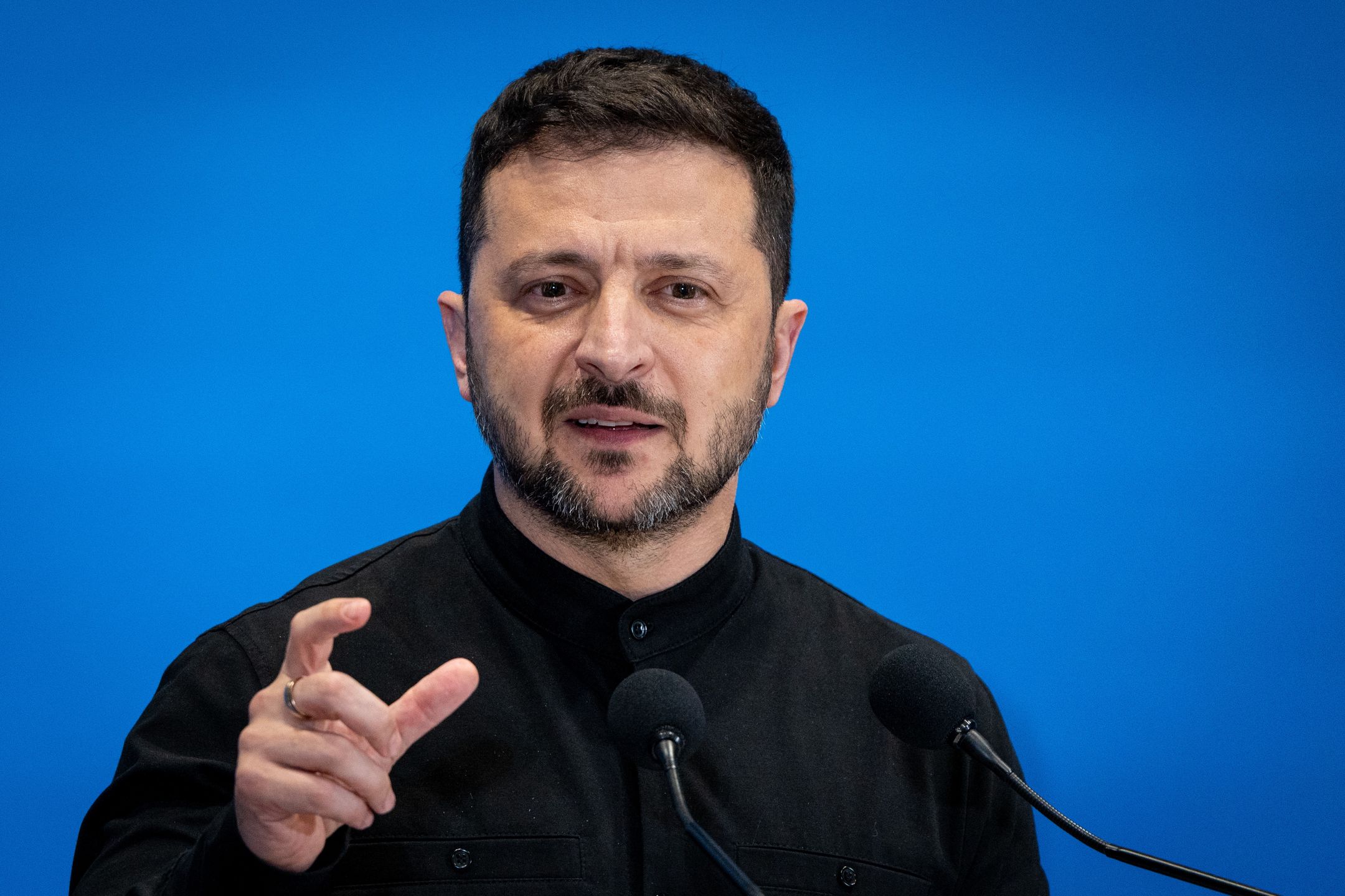 ROME, ITALY - 2025/07/10: Ukrainian President Volodymyr Zelensky addresses a press conference at Ukraine Recovery Conference 2025 (URC2025) at the Roma Convention Centre "La Nuvola". (Photo by Stefano Costantino/SOPA Images/LightRocket via Getty Images)