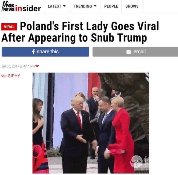 Zagraniczne media o geście Agaty Dudy wobec Donalda Trumpa