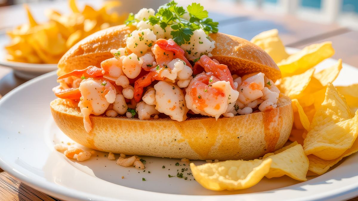 Słynna kanapka lobster roll z alternatywną rybą w środku