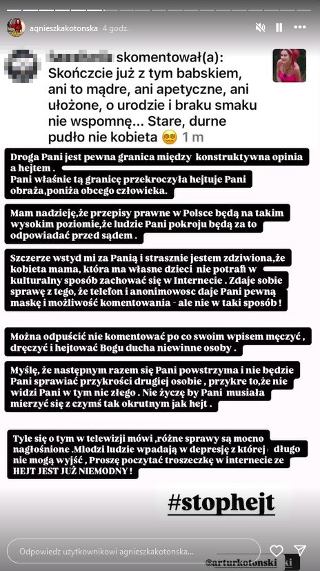Agnieszka Kotońska pokazała wiadomości od hejterek