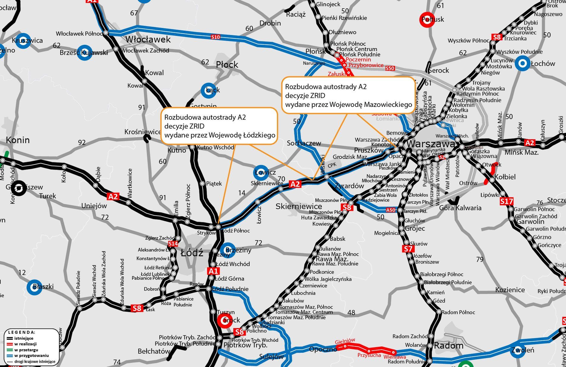 Autostrada A2 łącząca Poznań z Warszawą zostanie znacząco poszerzona