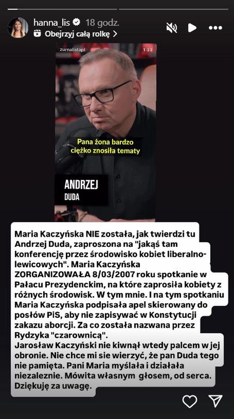 Hanna Lis oburzona słowami Andrzeja Dudy