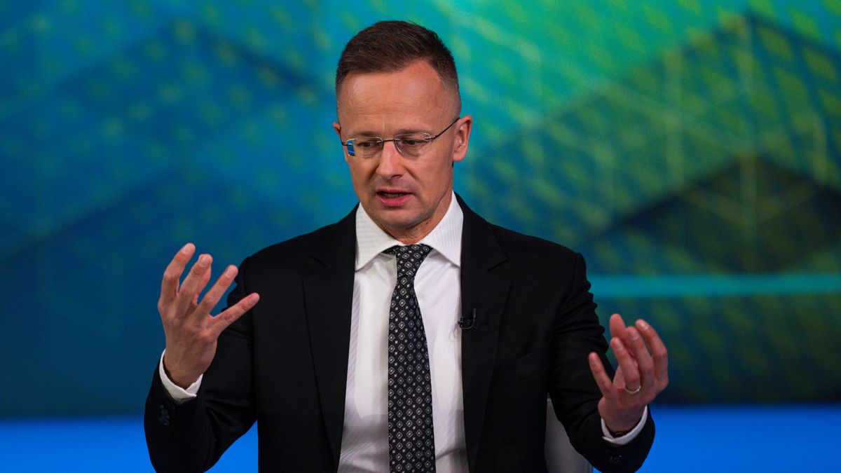 Peter Szijjarto, Hungary's foreign minister, during a Bloomberg Television interview in London, UK, on Tuesday, April 8, 2025. "We are on very good terms with the Trump administration," Szijjarto said, adding that the discussed bilateral framework has "economic elements." Photographer: Jose Sarmento Matos/Bloomberg via Getty Images