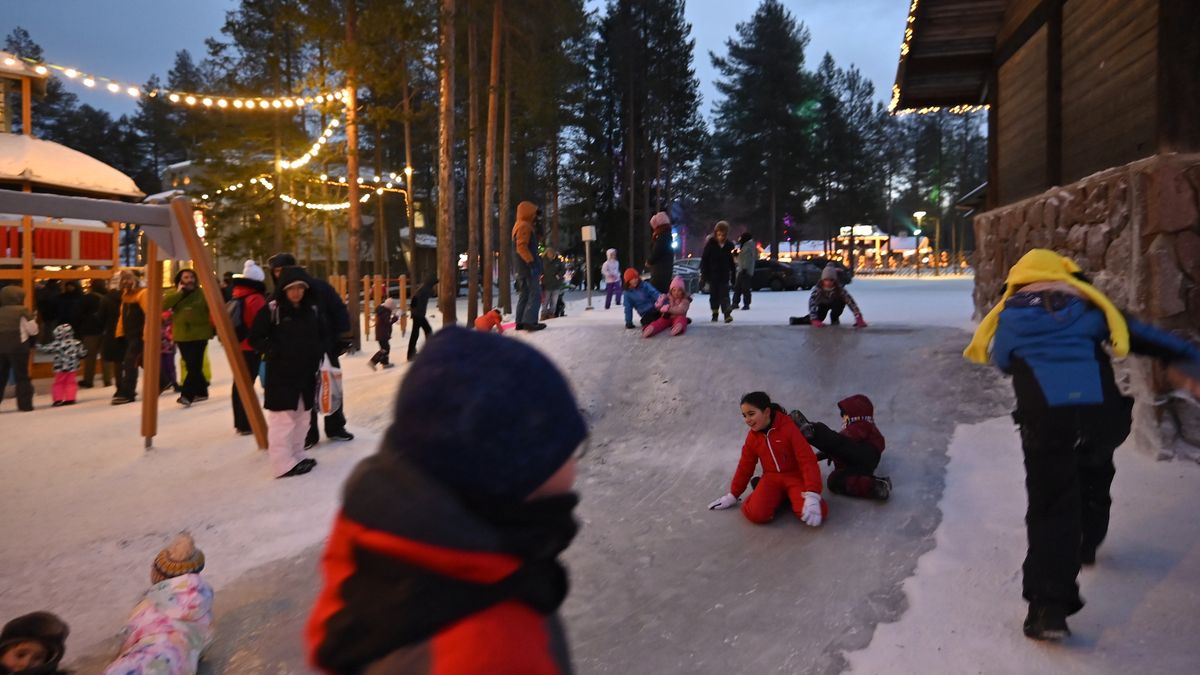 LAPLAND, FINLAND - DECEMBER 31: People spend time at the city center of Rovaniemi, Lapland during the New Year's eve on December 31, 2024 in Finland. (Photo by Alex Nicodim/Anadolu via Getty Images)